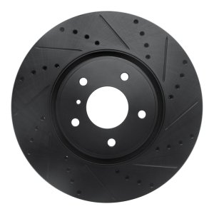 Infiniti FX45 Brake Rotor (1) - Front Right - R1 Concepts - Drilled & Slotted - Black - `05-`14